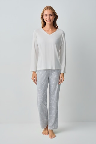Suwen Griss Pamuklu Pijama Takımı Wsh10510158964 Gri Melanj