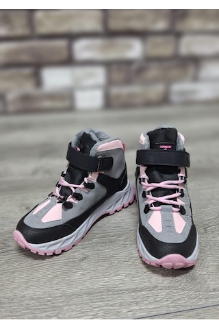 Rahat İçi Kürklü Outdoor Spor Bağcıklı Cırtlı Çocuk Botu Pembe