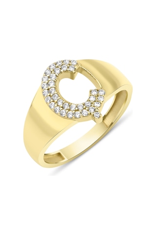 Fiyonk Kuyumculuk 14 Ayar Altın Taşlı Ç Harfli Yüzük 001