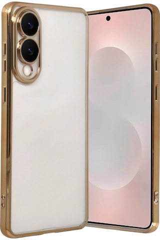 Sptmgldı Newface Samsung Galaxy Uyumlu S25 Edge Razer Lensli Silikon - Gold