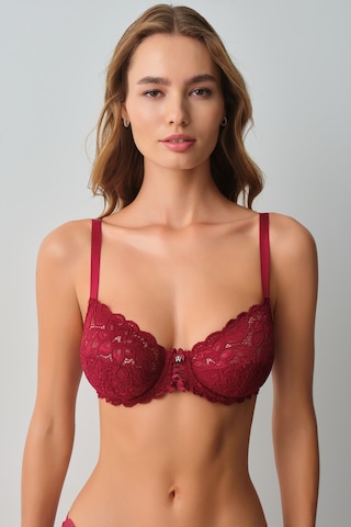 Suwen Isabelle Dantelli Toparlayıcı Balenli Sütyen Sw8355027 Vişne