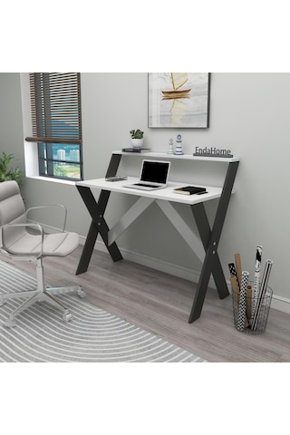 X Ayaklı Ders Çalışma Masası 50x90 Cm Antrasit & Beyaz Antrasit - Beyaz