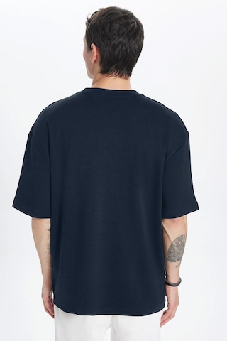 Tudors Unisex Oversize Geniş Kesim Pamuk Yumuşak Dokulu Basic Bisiklet Yaka Lacivert Tişört-30844 2XL