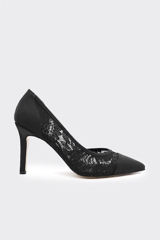 Derinet Tül Dantelli Kadın Stiletto Siyah Siyah