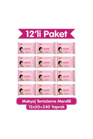 Paddlers 3'ü 1 Arada Makyaj Temizleme Mendili 12 x 20'li