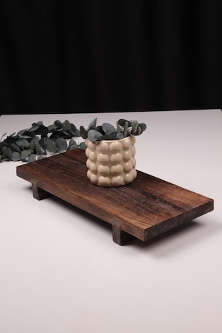 Bambum Pavlonya Classic Dark Ahşap Sunum Ve Servis Seti Dikdörtgen Servis Tabakları Ahşap