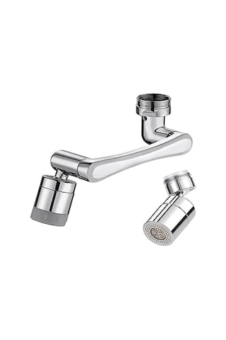 Xurunkeji 1440º Döner Robotik Kol Döner Uzatma Musluk Havalandırıcısı Ve 360º Döner Musluk Uzatıcısı - Musluk İçin Lavabo Aparatı GÜMÜŞ