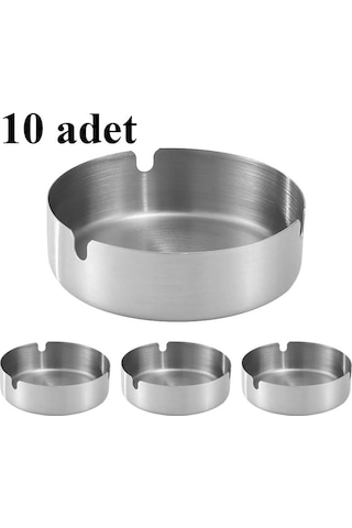Çelik 10 Cm Gri Yuvarlak Kül Tablası Küllük Cin545