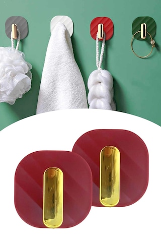2li Yapışkanlı Retro Askılık Dolap Kapak Kulpu Kırmızı 5639 4 Renk