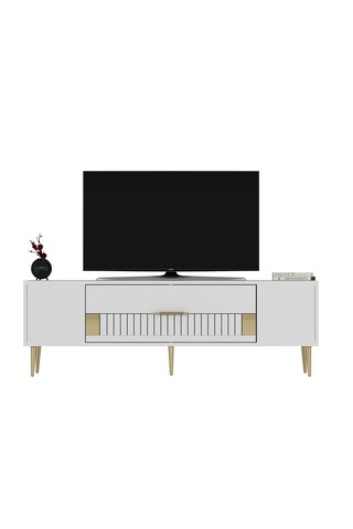 Pencap Tv Sehpası Tv Ünitesi 150 Cm Beyaz Altın