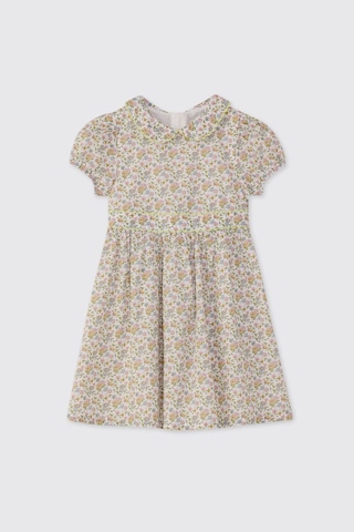 Made With Liberty Fabric Liberty Kumaş Kız Çocuk Bebe Yakalı Çiçek Desenli Elbise Krem