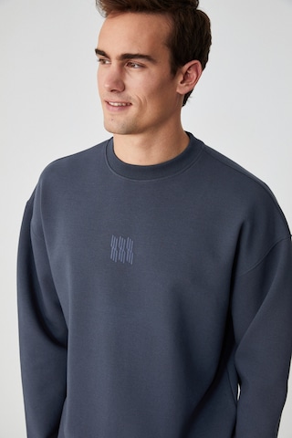 PLEMON Erkek Bisiklet Yaka Uzun Kol Baskı Detaylı Oversize Gri Sweatshirt