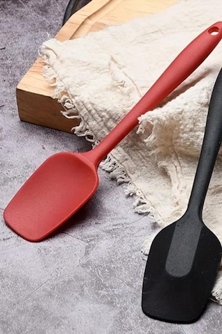 Silicolife Kaşık Spatula, Isıya Dayanıklı Yanmaz Yapışmaz Tek Parça Silikon Kaşık Spatula 27cm Kırmızı Kırmızı