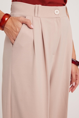 Tudors Kadın Regular Fit Klasik Kesim Yüksel Bel Geniş Paça Taş Pantolon-39585 Taş