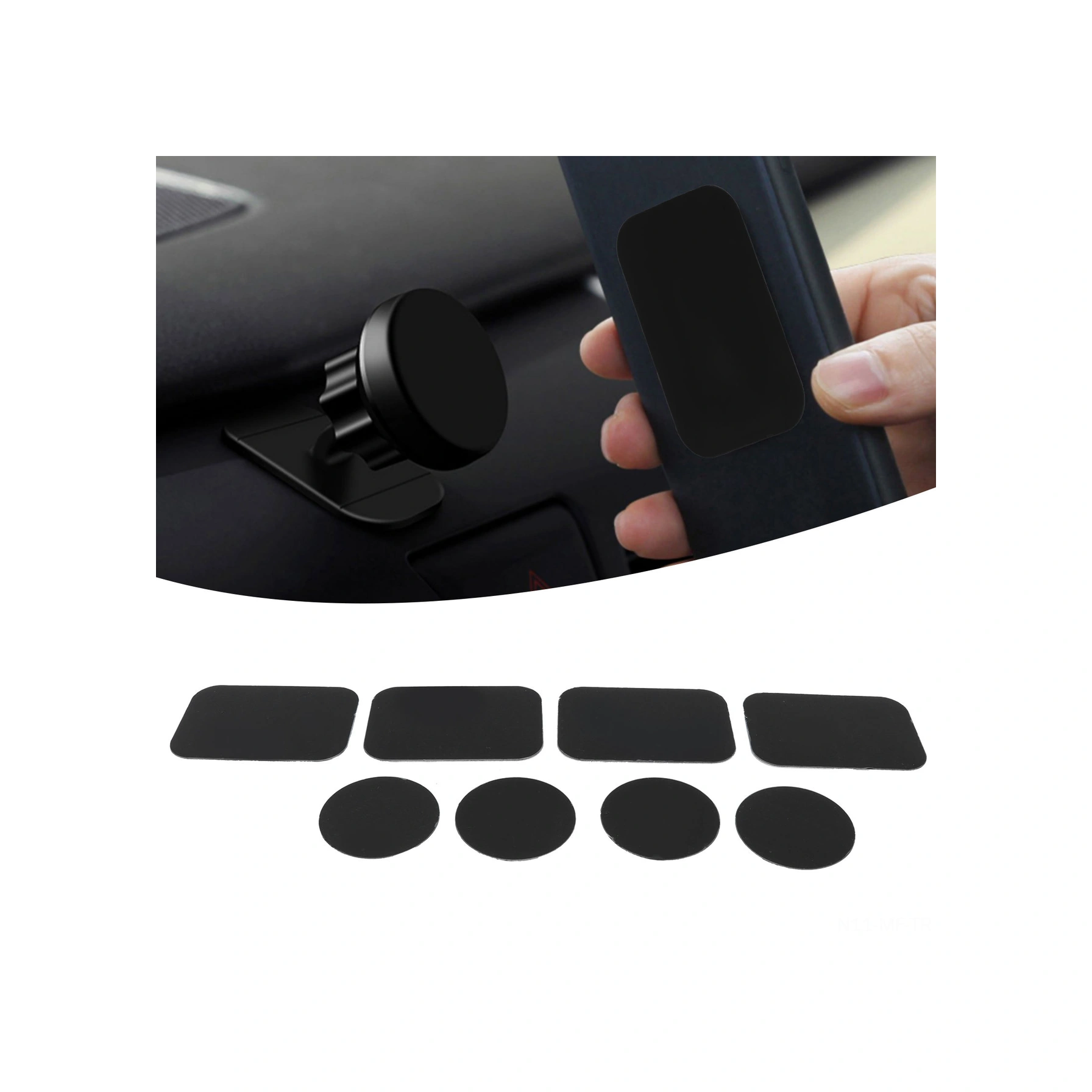 Mufunye 8 Adet Çelik Metal Levha: Akıllı Telefon, Tablet Ve Gps İçin Sabitleyici, Dürtme Engeli, Kolay Kurulum 4 Daire + 4 Dikdörtgen