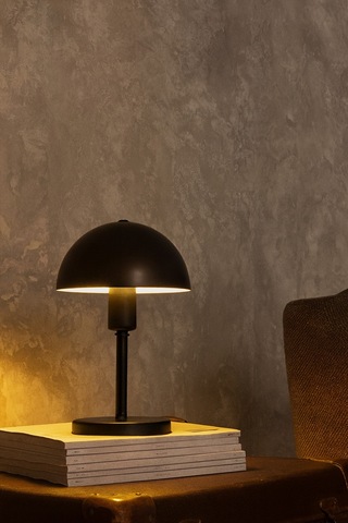 Modern Siyah Metal Masa Lambası Mantar Başlıklı Dekoratif Masa Ve Komodin Lambası Siyah