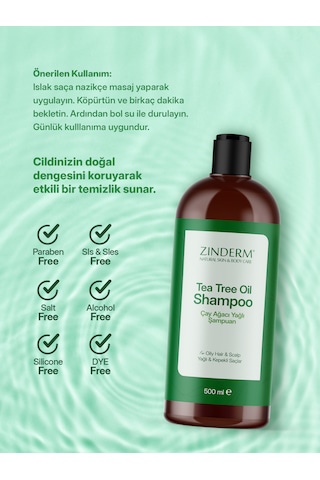 Zinderm Arındırıcı Ve Dengeleyici Tuzsuz Çay Ağacı Şampuanı 500 ML