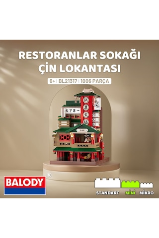 Balody Restoranlar Sokağı Serisi Çin Lokantası Bl21317 Mini Blok Yapı Oyuncakları Seti