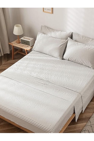 120 Cm X 200 Cm Çizgili Dokuma Kumaş Lastikli Fitted Çarşaf Takımı