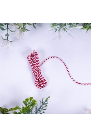 Hediye Paketleme İpi, Kırmızı Beyaz Ambalaj, Marteniçka Ipi, 10 M Twine Baker