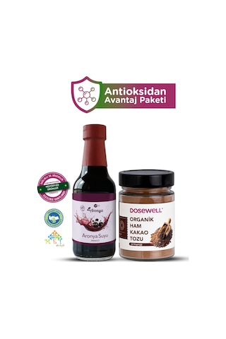 Mor Aronya Suyu 250 Ml & Organik Ham Kakao 140 Gr 2'li Antioksidan Avantaj Paketi