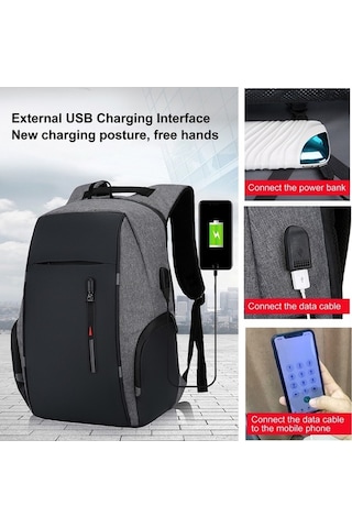 Didadodo 17 Usb Şarj Portlu Su Geçirmez Sırt Çantası - Büyük Kapasiteli Laptop Çantası Laptop Çantası