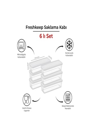 6'lı Saklama Kabı 1,3 Litre Derin Dondurucu Mikrodalga Uyumlu Ekru