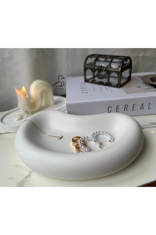 Oval Görünümlü Taş Tozu Dekoratif Tabak/kase