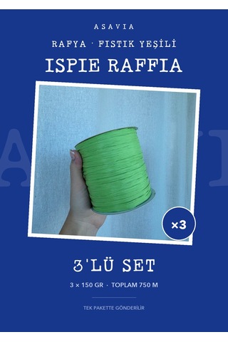 Asavia Ispie Rafya Örgü İpi 3'lü Set 3 X 150 Gr 250 M Fıstık Yeşili