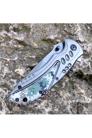 Buck Katlanabilir Bıçak X57 Yarı Otomatik Vida Kilitli Gümüş - Haki
