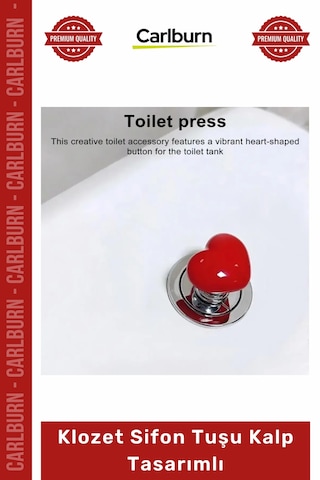 Özel Üretim Banyo Aksesuarı Yapışkanlı Şık Modern Dekoratif Estetik Klozet Sifon Tuşu Kalp Tasarımlı Çok Renkli