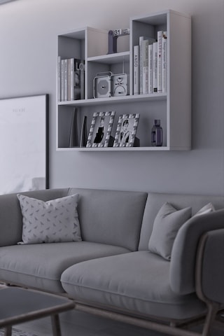 Lale Dekoratif Duvar Rafı Salon Banyo Balkon Mutfak Kitaplık Çok Amaçlı Raf Beyaz Beyaz