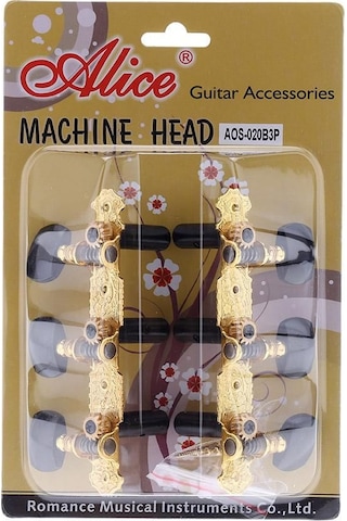 Alice Ao-020B3P Siyah Renk 3+3 Klasik Gitar Burgu Seti