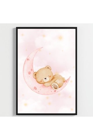 "besay Ayıcık Masalı ""baby"" Temalı Çocuk Odası Dekorasyonu Yeni Doğan Kız Bebek Hediyesi Sulu Boya Poster 3'lü Set A4 Ç