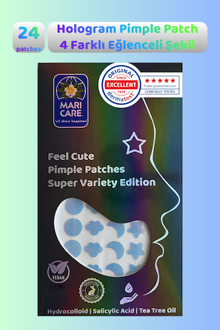 Mari Care Feel Cute Pimple Patches Super Variety Edition 24 Adet Hologram