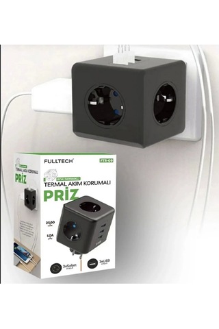 Termal Akım Korumalı Isıya Dayanıklı 3 Lü Du Tipi Priz 3x Usb 1x Type-c