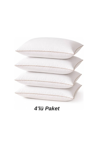 4 Adet Biyeli Yastık Gold Serisi 1000gr Silikon Boncuk Elyaf Dolgulu 50 x 70 CM