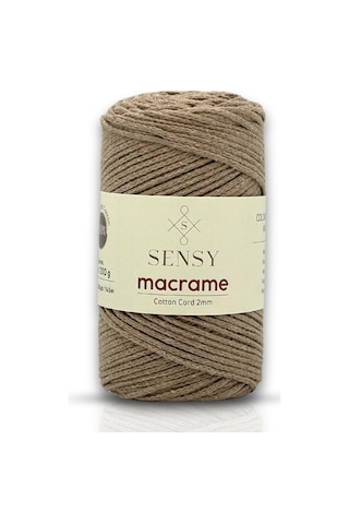 Sensy Premium Koton Pamuk Makrome İpi 2mm Cotton Zincir Makrome Çanta İpi Supla İpi Koton İp Vizon
