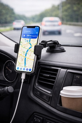 Araç İçi Telefon Tutucu Güçlü Vakumlu Ön Cam & Torpido Uyumlu Ayarlanabilir Navigasyon Tutacağı Siyah