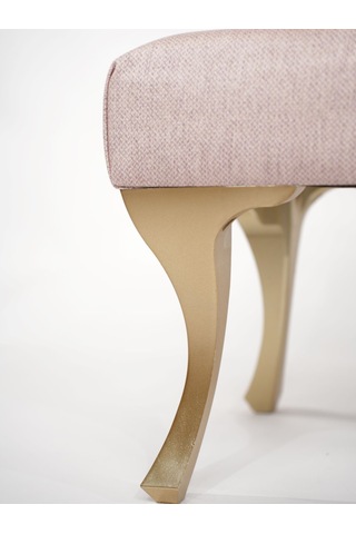 Pembe Puf Bench Gold Lükens Ayaklı Mutfak Balkon Puf