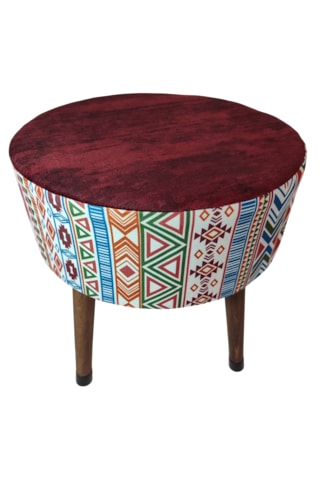 Ustaagac Puf Koltuk Bench Tabure Modern Kilim Bordo - Ahşap Ayaklı - Doğal Modern Stil Bordo Mürdüm