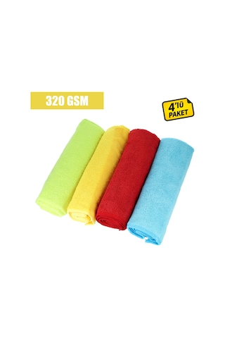 Menzerna Mikrofiber Bez Seti 320 Gsm 4'lü Paket - 40x40cm Renkli Detailing Pasta Cila Bezleri