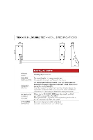 Kale Kd040 Panik Bar Acil Çıkış Kapısı