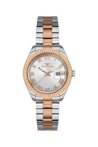 Ferro 33 mm Rose ve Gümüş Çelik Kordon Kadın Kol Saati FL21295A-E FL21295A-E