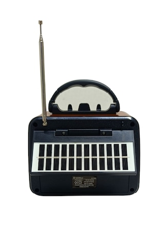 Gold Silver Gs-1360 Güneş Enerjili Ahşap Nostaljik Kamp Radyo Şarjlı Bluetooth Hoparlör Usb Tf Solar Panel