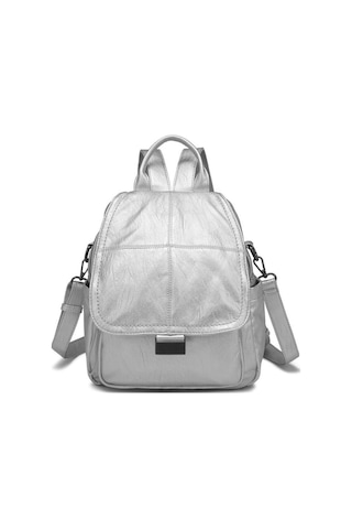 Yıkama Deri Sırt Askılı Kadın Çantası 21-k Barcelona 1908 Platin