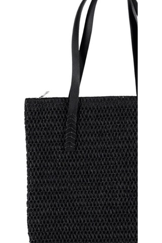 Hasır Örgü Model Kadın Çanta Şık Tasarım Hasır Çanta Siyah