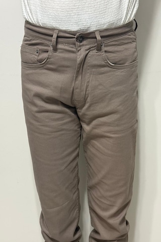 Hacker Denim Dmctekstil Erkek 1025 Yüksek Bel Rahat Kesim Boru Paça Üstten Cepli Keten Jean Pantolon Kahverengi