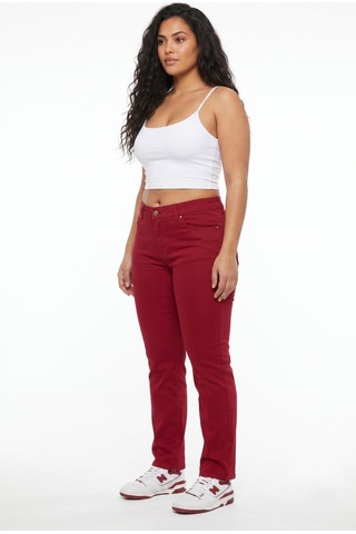 Bıgsıe Kadın Renkli Düşük Bel Kanvas Pantolon Blt-01029 Bordo