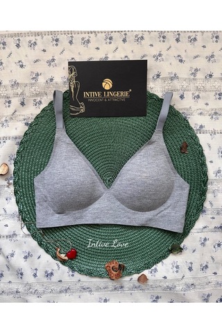 Softease V Yaka Balensiz Dikişsiz Lazer Kesim Rahat Soft Kumaştan Gri
